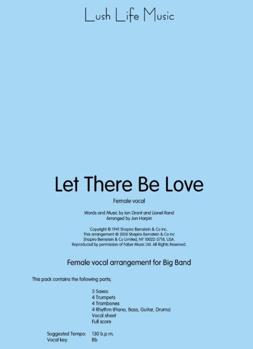 Let There Be Love (Vocal Solo with Jazz Ensemble - Score and Parts)